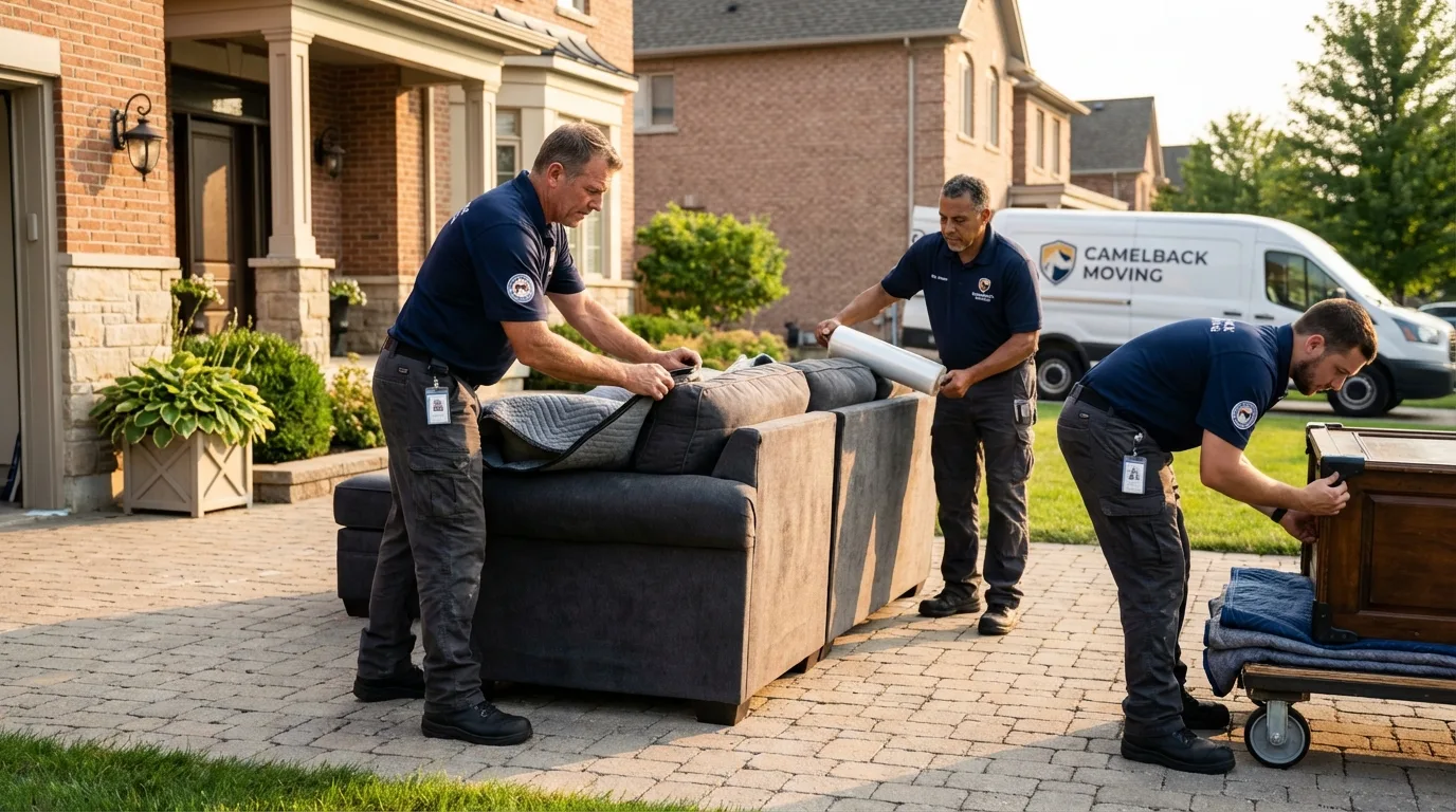 Large estate moving crew wrapping furniture in Gillett, WI