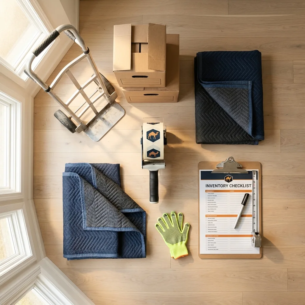 Professional moving supplies and packing materials layout for Gillett residential relocations
